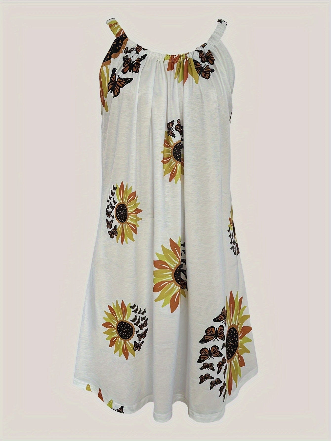 Clara｜Robe d'été à bretelles motif tournesol