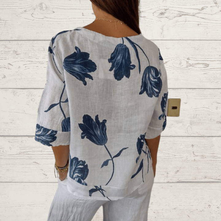 Charlotte｜T-shirt floral col en V pour femmes