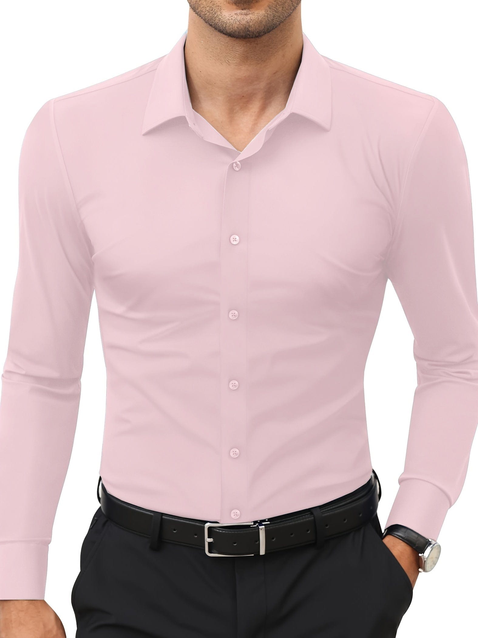 Xavier｜Chemise formelle unie pour homme, extensible pour un usage quotidien