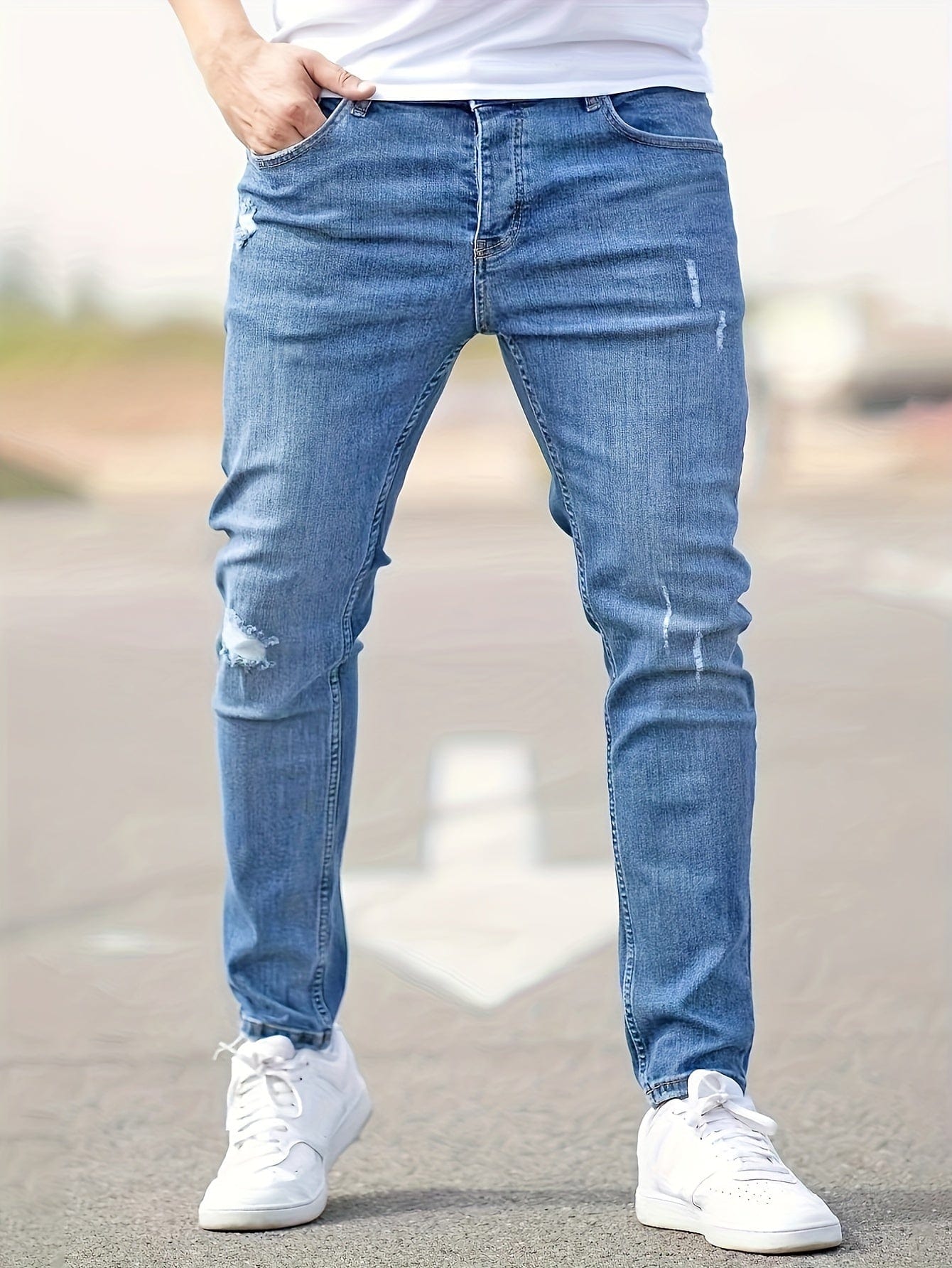 Alex｜Jean slim extensible pour homme - Style déchiré