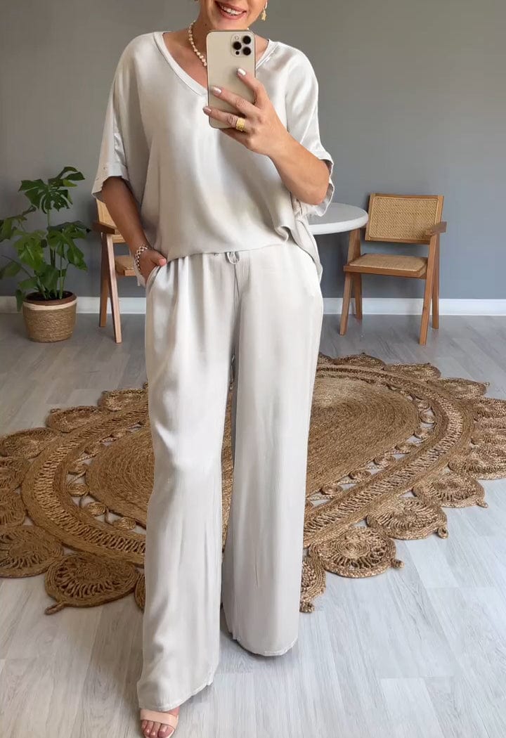 Éclat Satiné - Top & Pantalon pour une Silhouette Sublimée