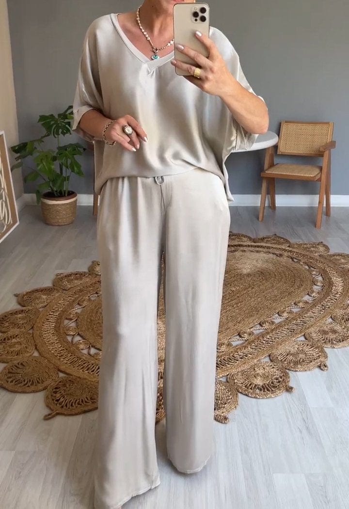 Éclat Satiné - Top & Pantalon pour une Silhouette Sublimée