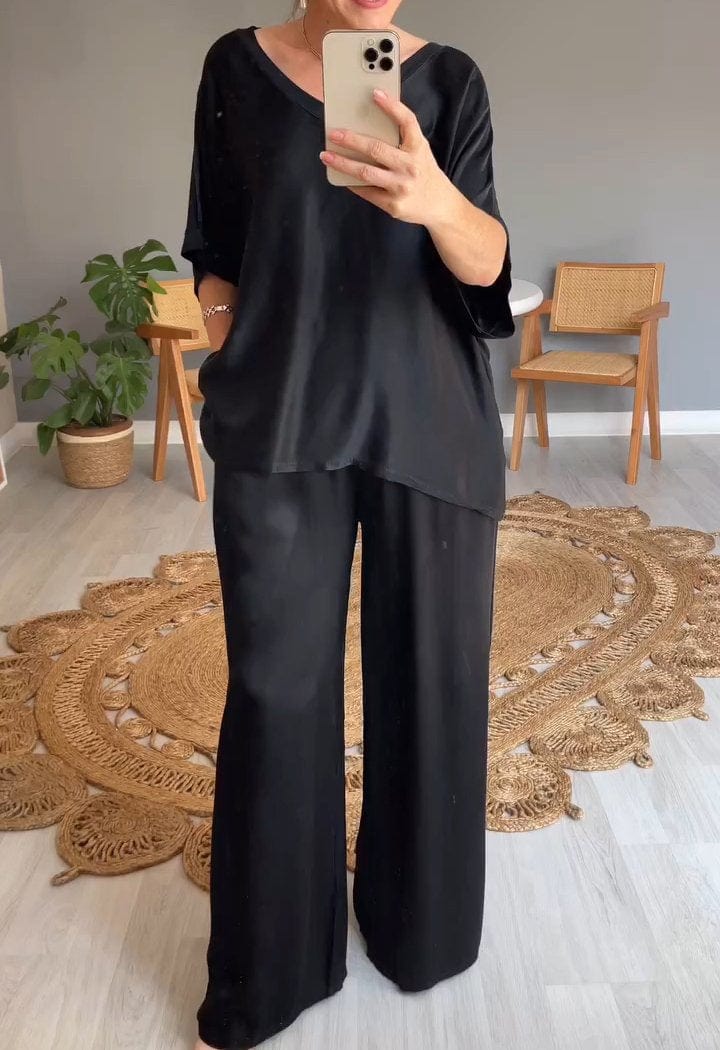 Éclat Satiné - Top & Pantalon pour une Silhouette Sublimée